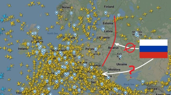 Przestrzeń powietrzna UE zamknięta dla Rosji (fot. flightradar24.com)
