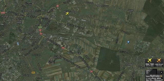 Lotnisko Lublin na Flightradar, fot. flightradar24.com