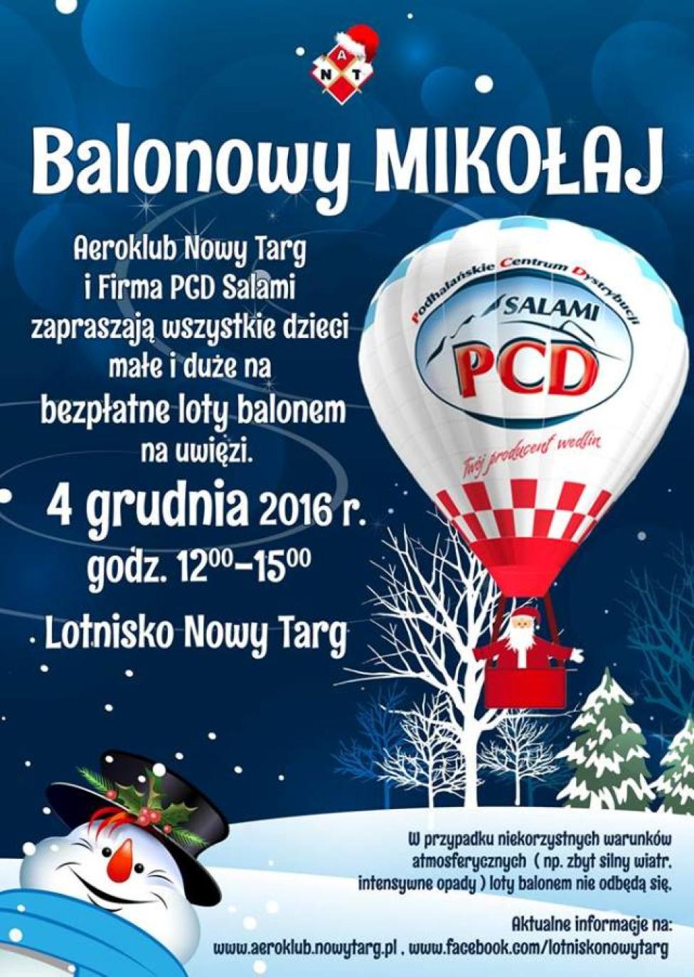 Balonowy Mikołaj w Nowym Targu 2016
