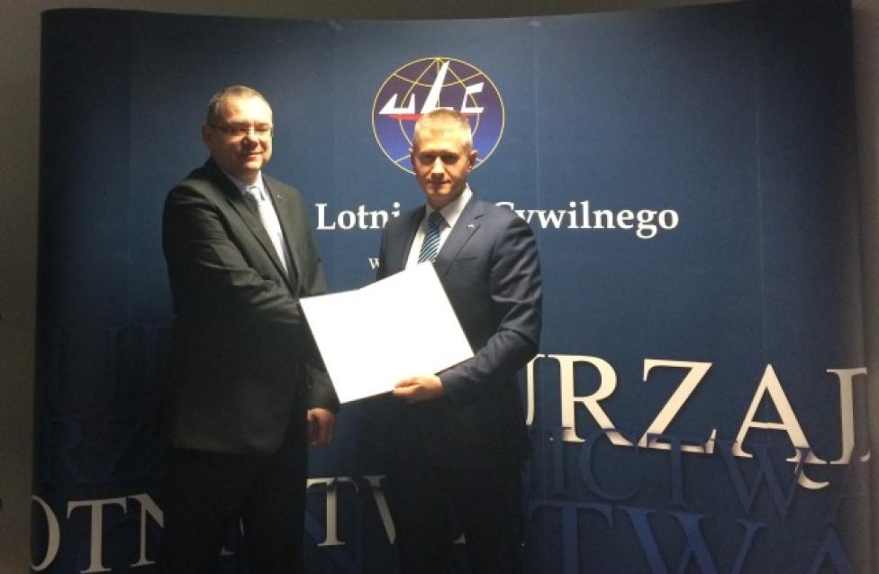 Krzysztof Wójtowicz - Prezes Portu Lotniczego Lublin oraz Piotr Goździk - Wiceprezes ULC (fot. ULC)
