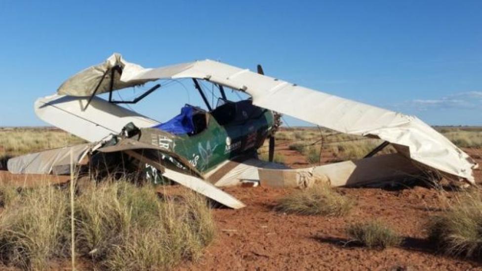 Samolot Boeing Sterman po wypadku w Arizonie