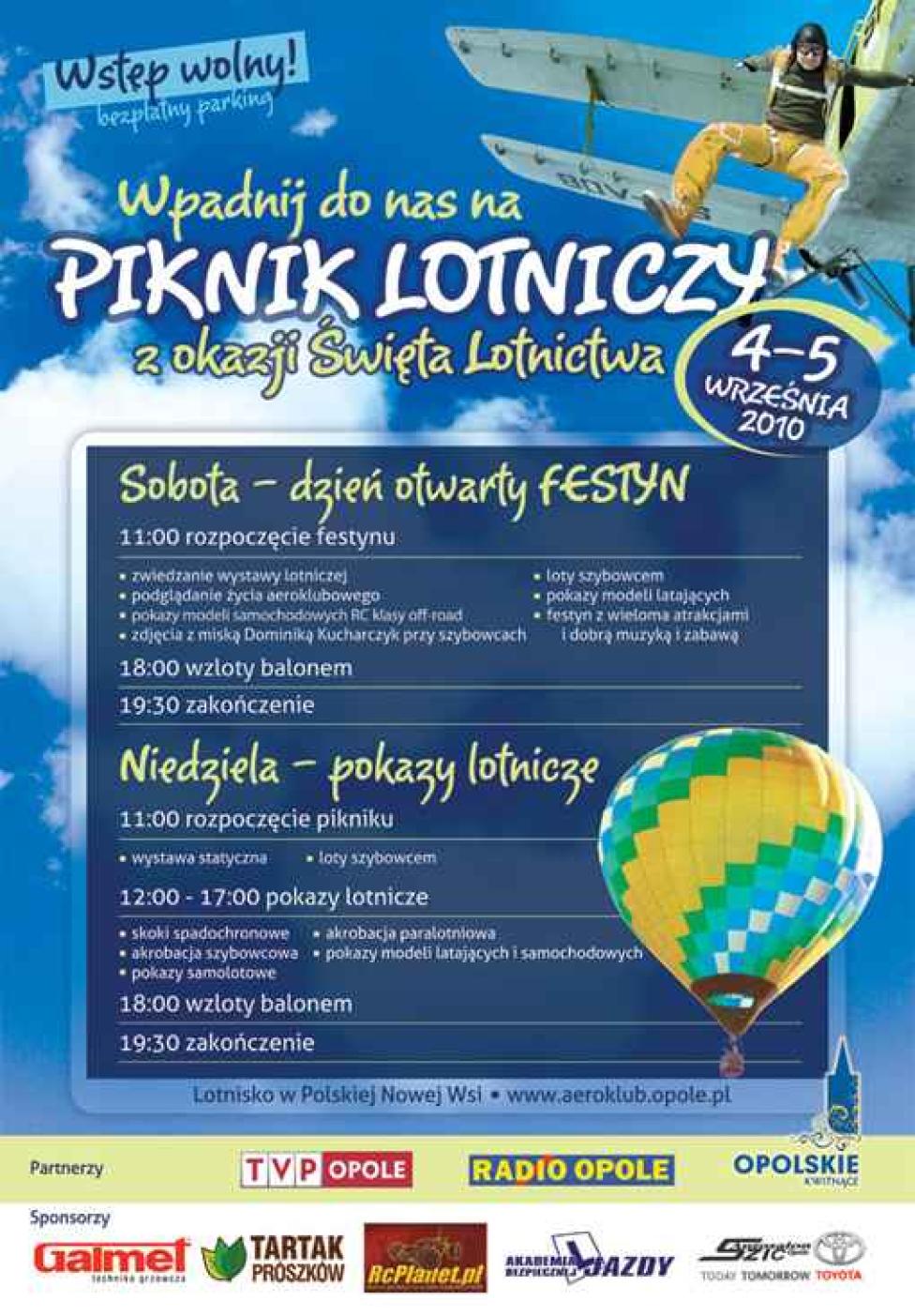 Piknik Lotniczy z okazji Święta Lotnictwa w Aeroklubie Opolskim (plakat)