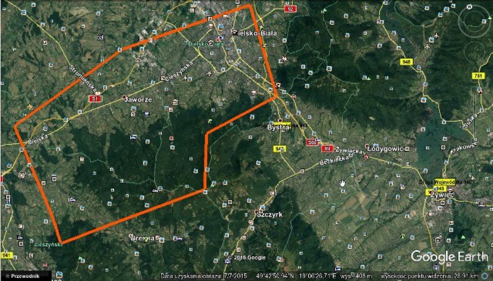 Projekt strefy TRA 03C obrazujący nowe granice poziome (fot. psp.org.pl)