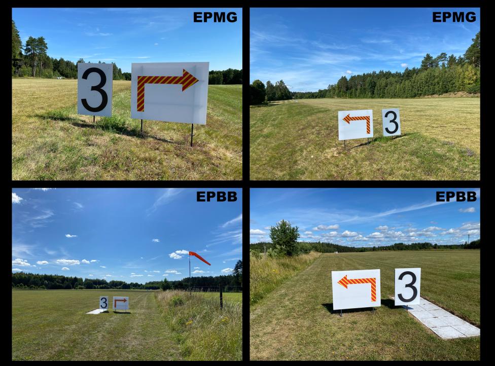 Oznaczenie kierunku kręgu - lądowiska EPMG (Mrągowo) i EPBB (Babięta)