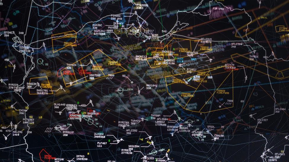 Kontrola ruchu lotniczego - mapa (fot. PAŻP)