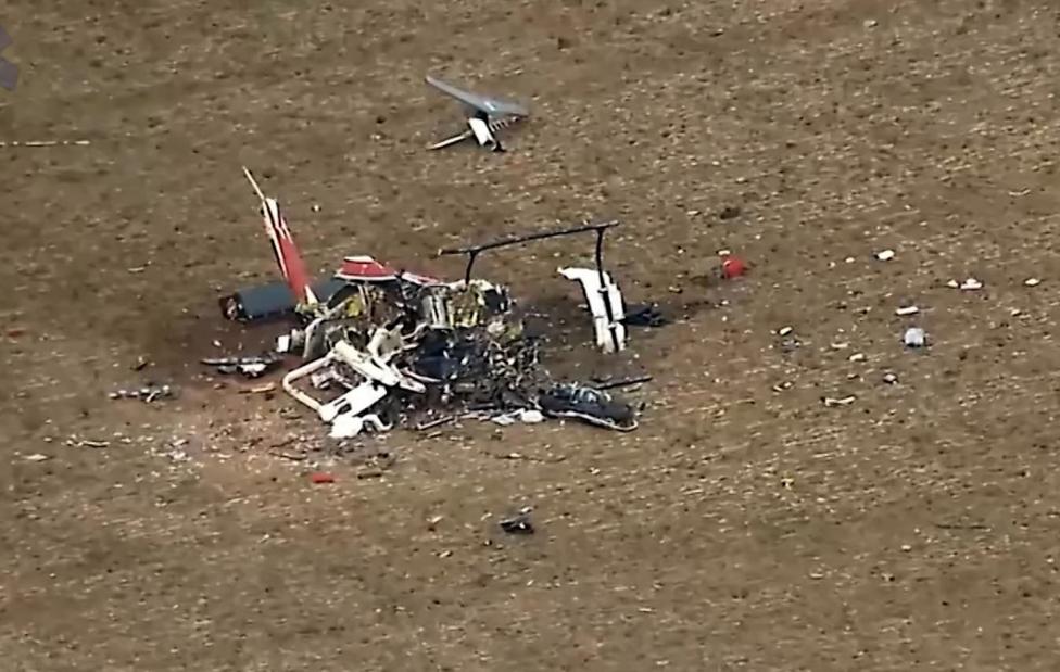 Miejsce wypadku śmigłowca Bell 206L-3 LongRanger III w Oklahomie (fot. kadr z filmu na youtube.com)