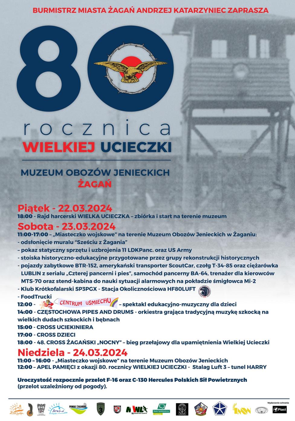 Zaproszenie na obchody 80. rocznicy Wielkiej Ucieczki alianckich lotników - plakat (fot. UM Żagań)