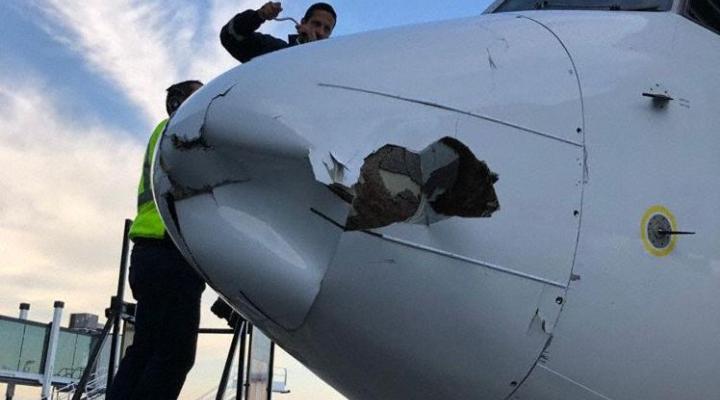 B738 Aeromexico uszkodzony przez drona, fot. avherald.com