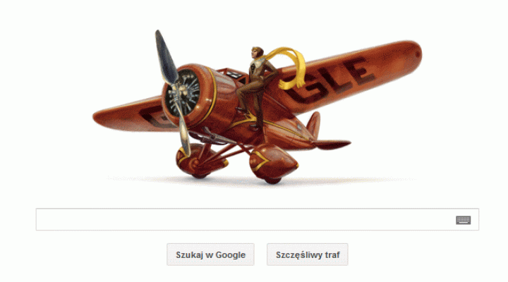 Google Doodle z okazji 115 rocznicy urodzin Amelii Earhart
