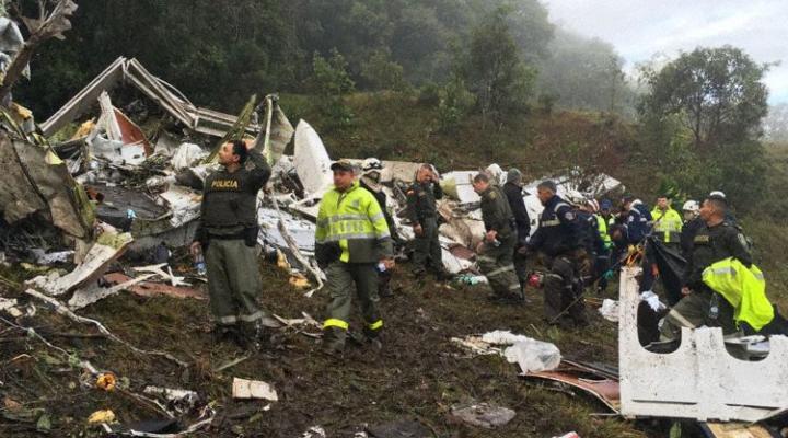 Miejsce katastrofy samolotu RJ85 w Kolumbii