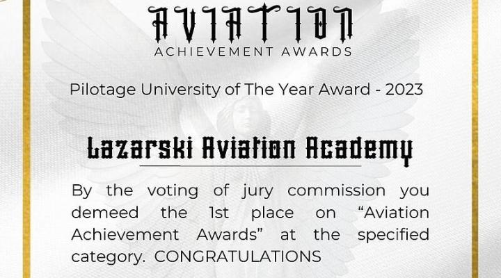 1. Nagroda dla Kierunku Aviation Uczelni Łazarskiego - "International Aviation Awards" (fot. Uczelnia Łazarskiego)
