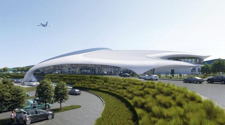 Terminal w kształcie ptaka na lotnisku w Lishui w Chinach - wizualizacja (fot. MAD Architects)