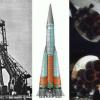 Z lewej - rakieta nośna Sputnika, pośrodku - wygląd rakiety „R7” z prawej - silniki rakiety (fot. forum.kosmonauta.net)
