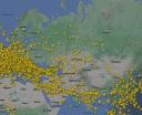 Ruch lotniczy nad Rosją i Chinami (fot. flightradar24.com)