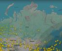 Ruch lotniczy nad Syberią (fot. Flightradar24)