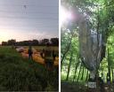 Balon SP-BGK pod linią wysokiego napięcia (fot. KM PSP Grudziądz), Balon SP-BOC odnaleziony w lesie (fot. PKBWL)