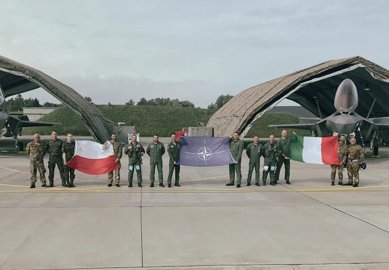 BBN: w Malborku oficjalnie rozpoczął misję kontyngent Włoskich Sił Powietrznych z dwoma myśliwcami F-35A