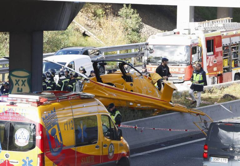 Śmigłowiec rozbił się na autostradzie w Madrycie
