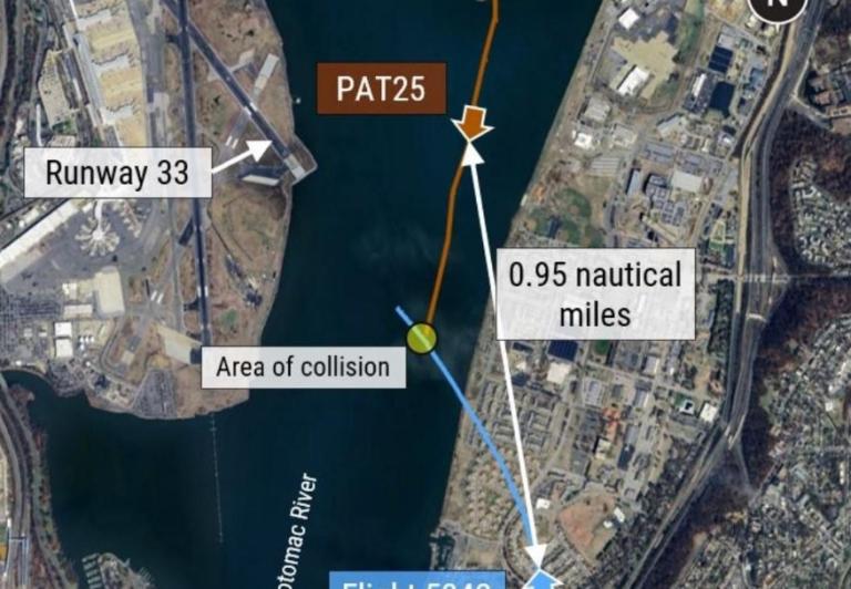 Wizualizacja katastrofy w Waszyngtonie, fot. NTSB