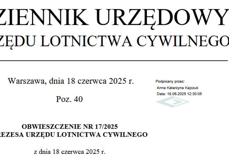 Obwieszczenie ULC dotyczące tekstu dokumentu ICAO Doc 4444 – PANS-ATM 