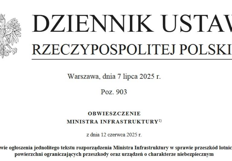 Obwieszczenie MI w sprawie przeszkód lotniczych, powierzchni ograniczających przeszkody oraz urządzeń o charakterze niebezpiecznym