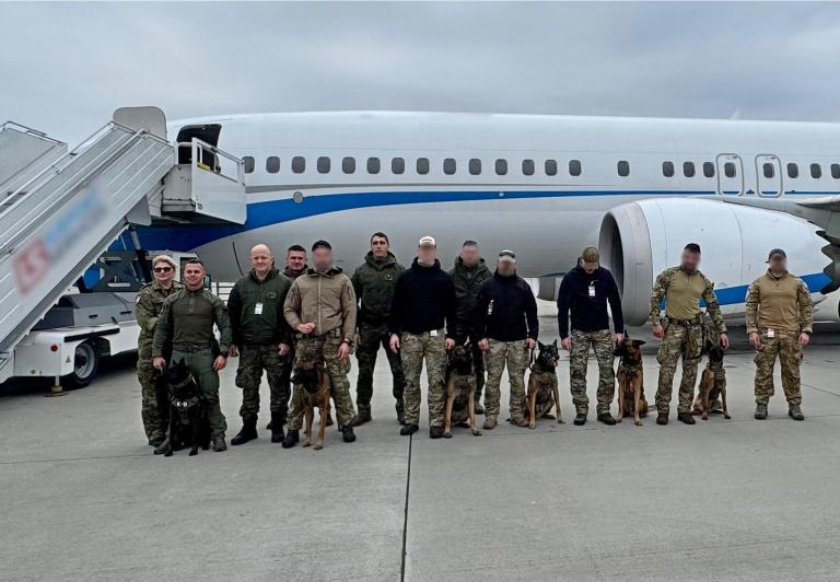 Wspólne ćwiczenia przewodników psów służbowych wyspecjalizowanych w wykrywaniu materiałów wybuchowych i broni w Porcie Lotniczym Katowice