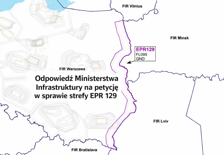 Odpowiedź Ministerstwa Infrastruktury na petycję w sprawie strefy EPR129, fot.dlapilota_pl