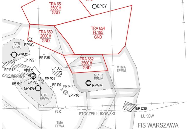 Strefy wokół Warszawy ustanowione w związku z aktywnością lotnictwa wojskowego, fot. pansa