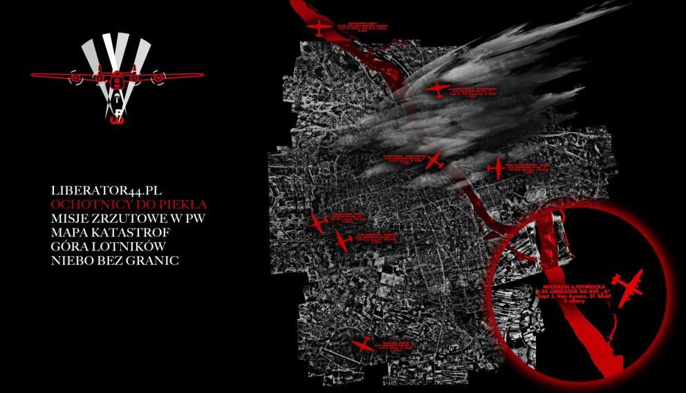 Mapa katastrof lotniczych samolotów niosących pomoc Powstańcom Warszawskim