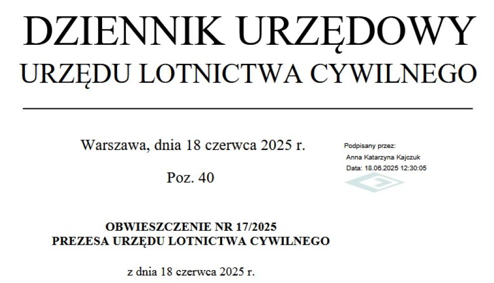 Obwieszczenie ULC dotyczące tekstu dokumentu ICAO Doc 4444 – PANS-ATM 