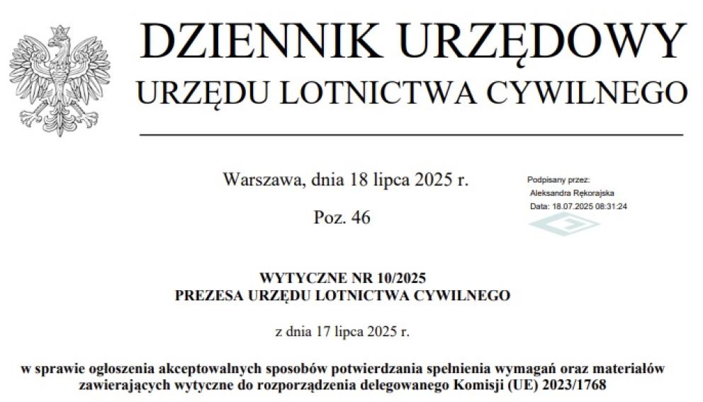 Wytyczne Prezesa ULC w sprawie certyfikacji i deklaracji systemów i części składowych wykorzystywanych do zapewniania zarządzania ruchem lotniczym/służb żeglugi powietrznej 