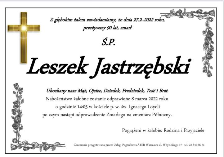 Leszek Jastrzębski - nekrolog