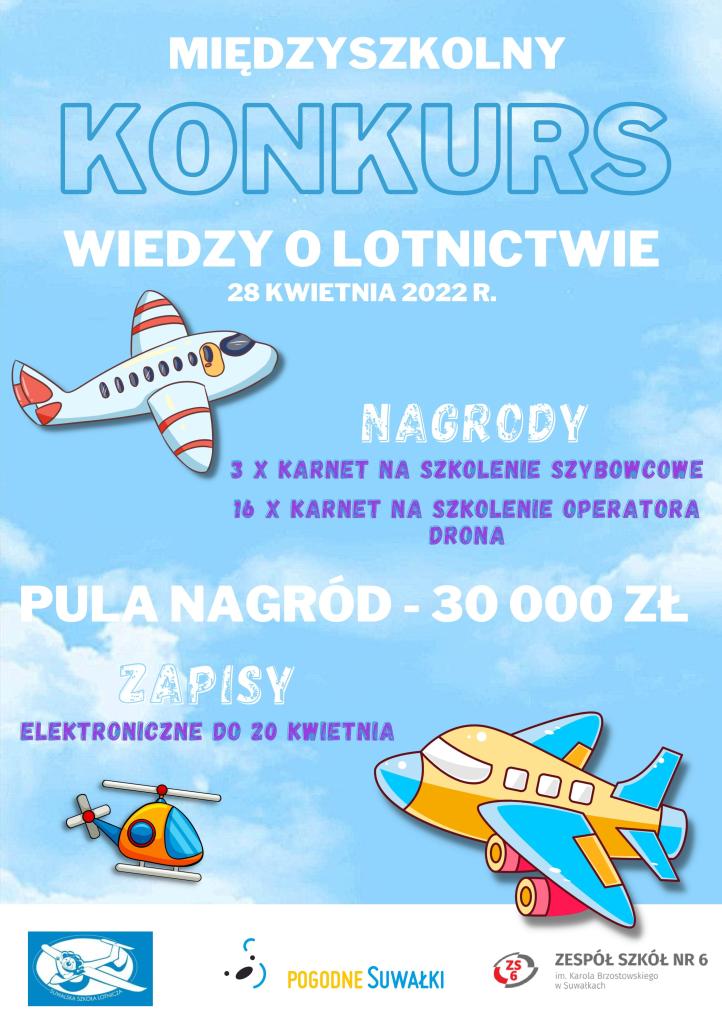 Międzyszkolny Konkurs Wiedzy o Lotnictwie - plakat (fot. UM Suwałki)