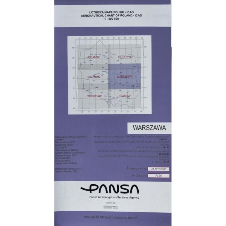 Mapa Polski ICAO - edycja 2022 – wersja 1-500 000