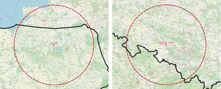 Planowana lokalizacja radaru w Użrankach i na Górze św. Anny