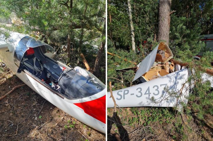 Szybowiec SZD-51 Junior (SP-3437) (fot. KPP Straży Pożarnej w Biłgoraju, Facebook)2