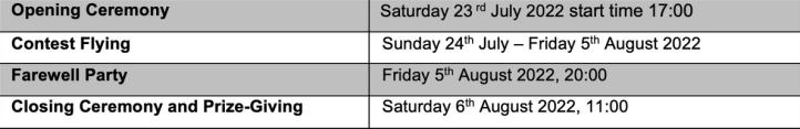schedule 37 FAI World Gliding Championship