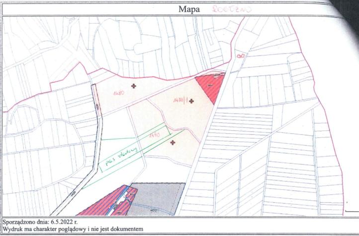 Mapa z działkami i lądowiskiem (fot. Lotnicze Stowarzyszenie Ziemi Łańcuckiej w Rogóżnie)