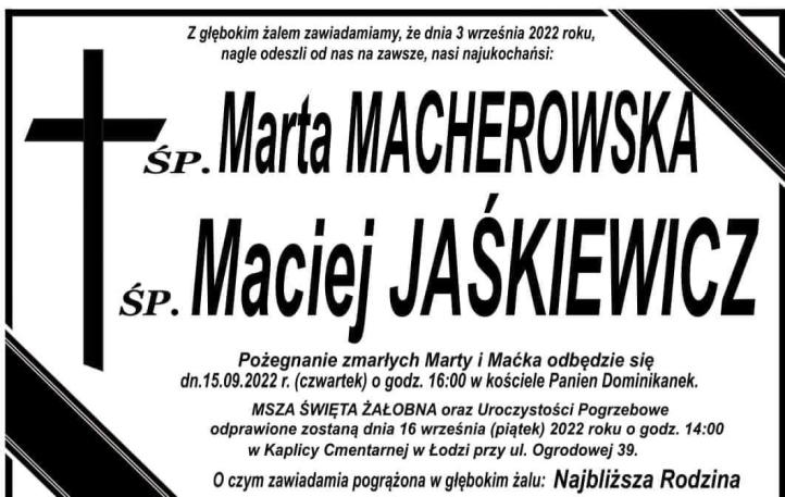 Marta Macherowska i Maciej Jaśkiewicz - nekrolog (fot. Aeroklub Ziemi Piotrkowskiej)