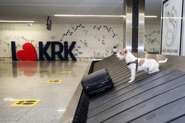 Pozostawiony bagaż na krakowskim lotnisku (fot. Karpacki OSG)