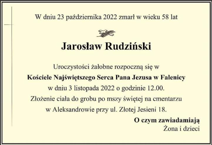 Jarosław Rudziński - nekrolog