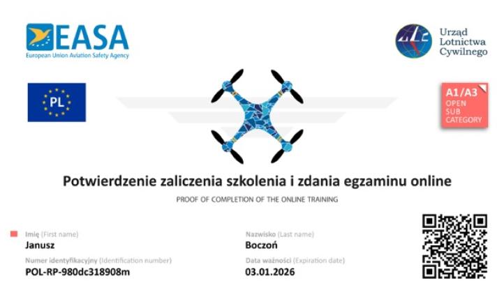 Licencja elektroniczna w telefonie, J.Boczoń