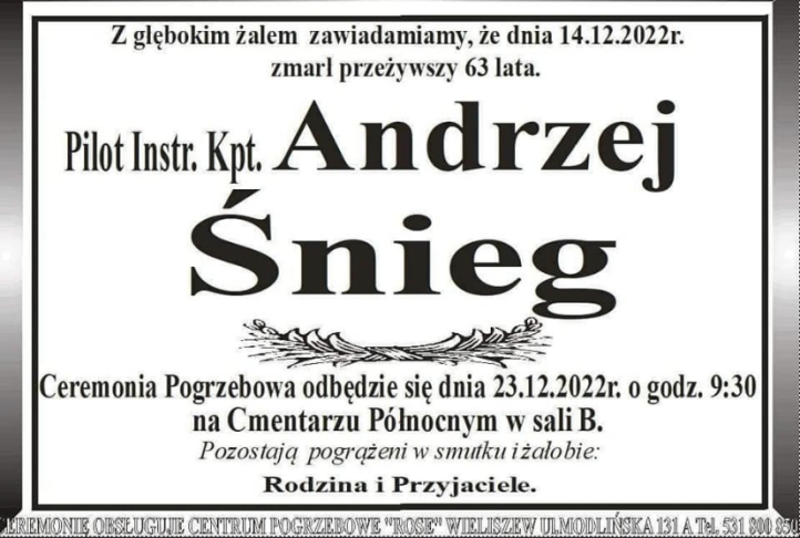 Andrzej Śnieg - nekrolog