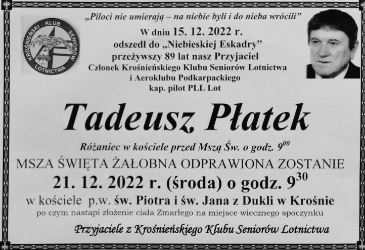 Tadeusz Płatek - nekrolog (fot. Rada Seniorów Lotnictwa AP)