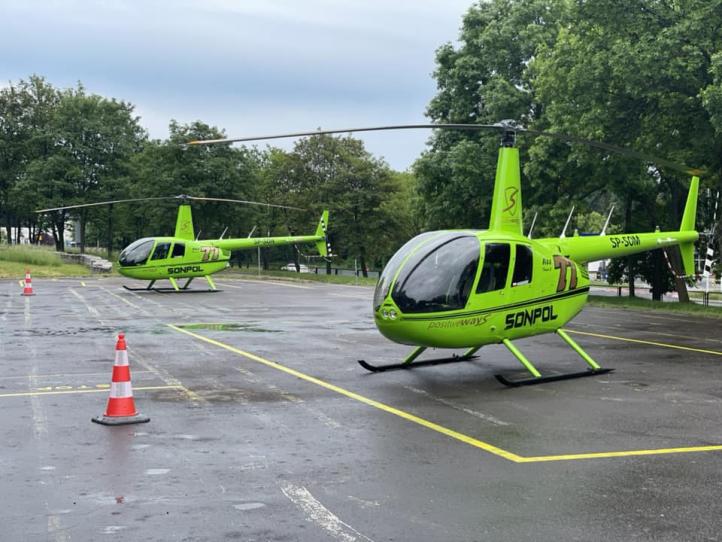 Śmigłowce Robinson R44 Raven II firmy transportowej Son.Pol (fot. Firma SON.POL, Facebook)