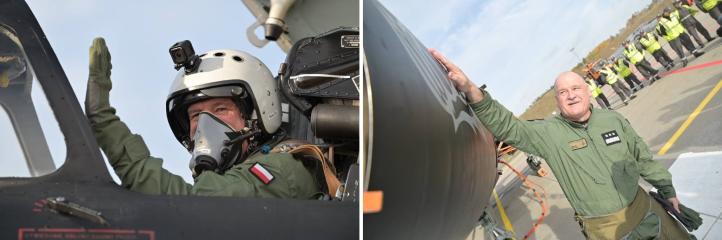 Generał broni dr inż. pil. Tadeusz Mikutel wykonał na samolocie Su-22 pożegnalny lot (fot. Sztab Generalny WP, Twitter)