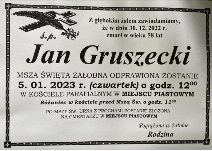 Jan Gruszecki - nekrolog