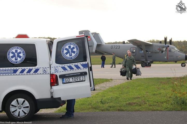 M-28 na lotnisku podczas Akcji Serce (fot. kmdr. ppor. Marcin Braszak, BLMW)
