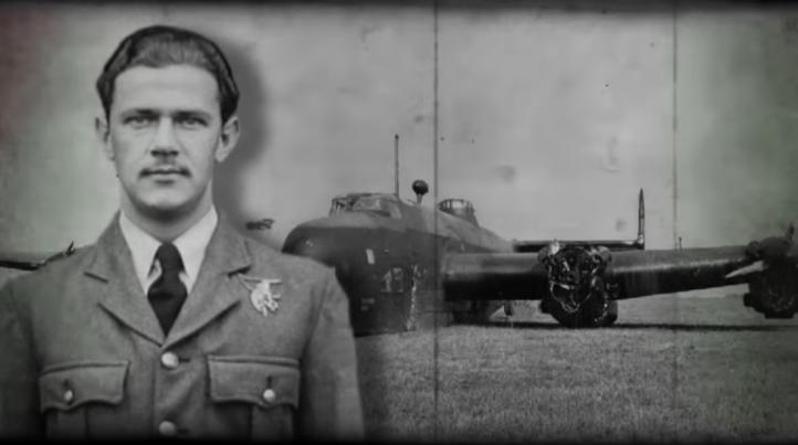 Mieczysław Pawlikowski - bombardier Polskich Sił Powietrznych w Wielkiej Brytanii (fot. kadr z filmu na youtube.com)
