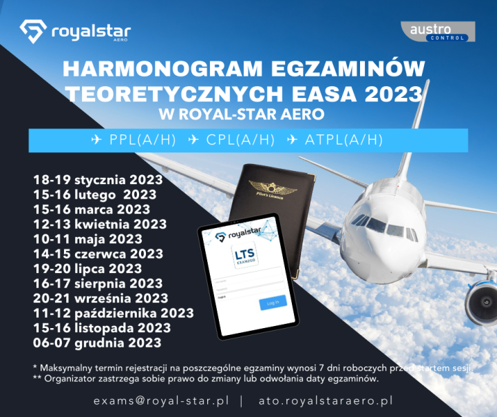 Harmonogram egzaminów EASA w Royal Star